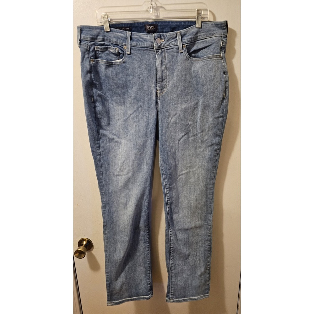 NYDJ Marilyn Straight Jeans Women's Size 18W (36x30) Medium Wash Lift‎ Tuck Blue